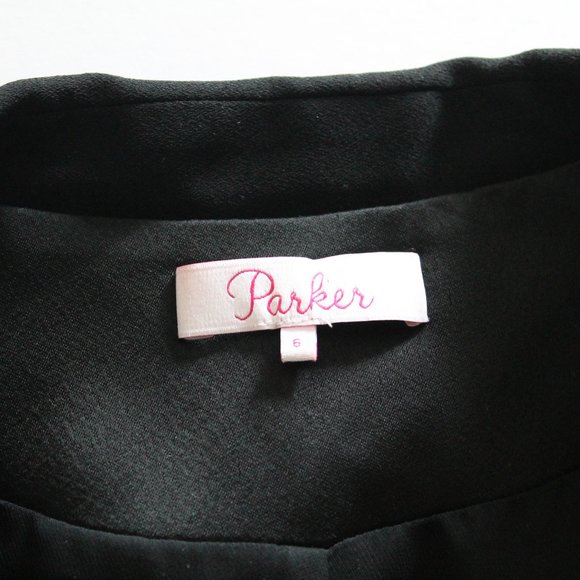 Parker Jax Blazer Dress with Faux Feather Trim Black Size 6 - Picture 8 of 9